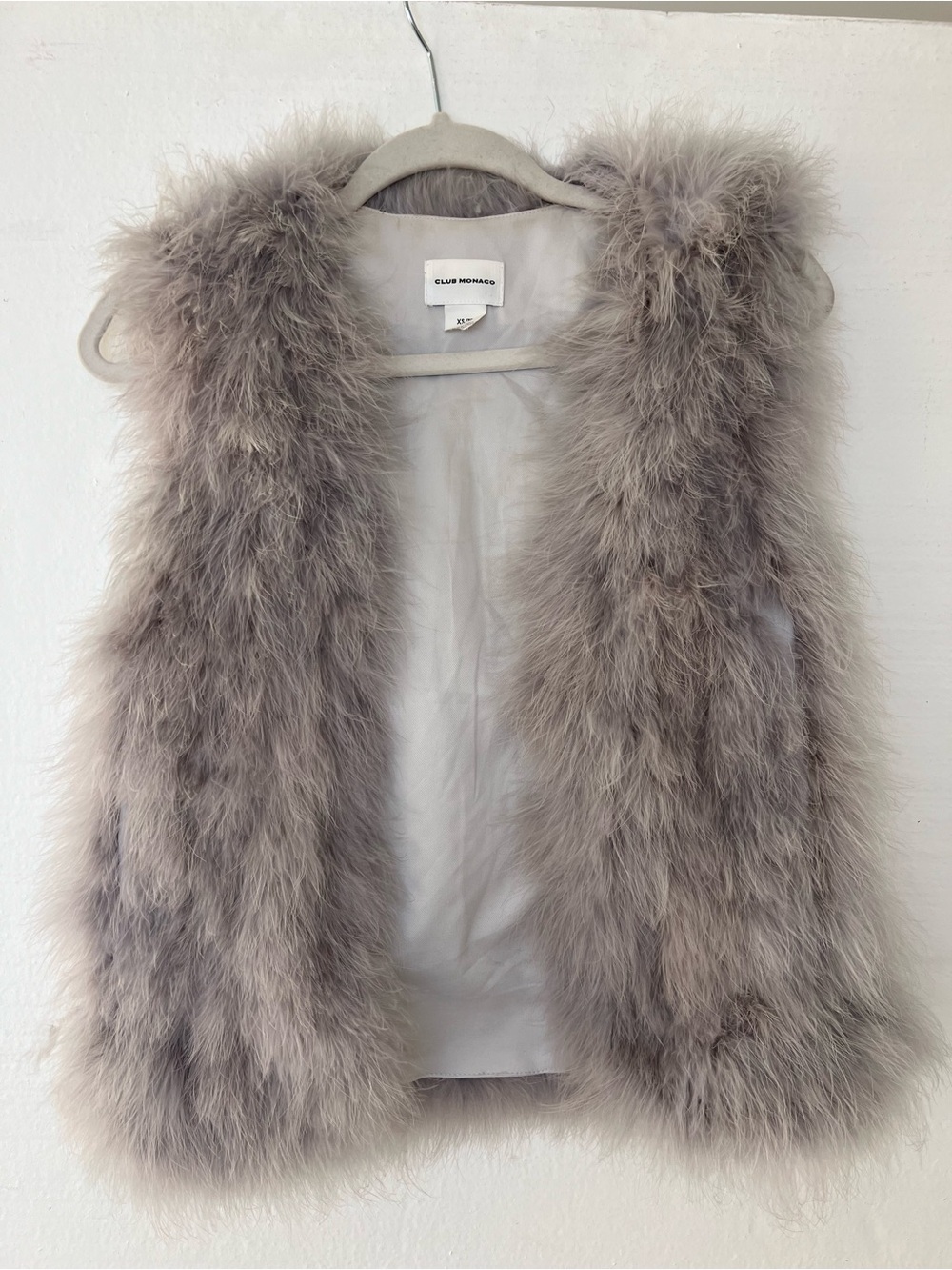 Club Monaco Women's Light Gray Faux Fur Vest